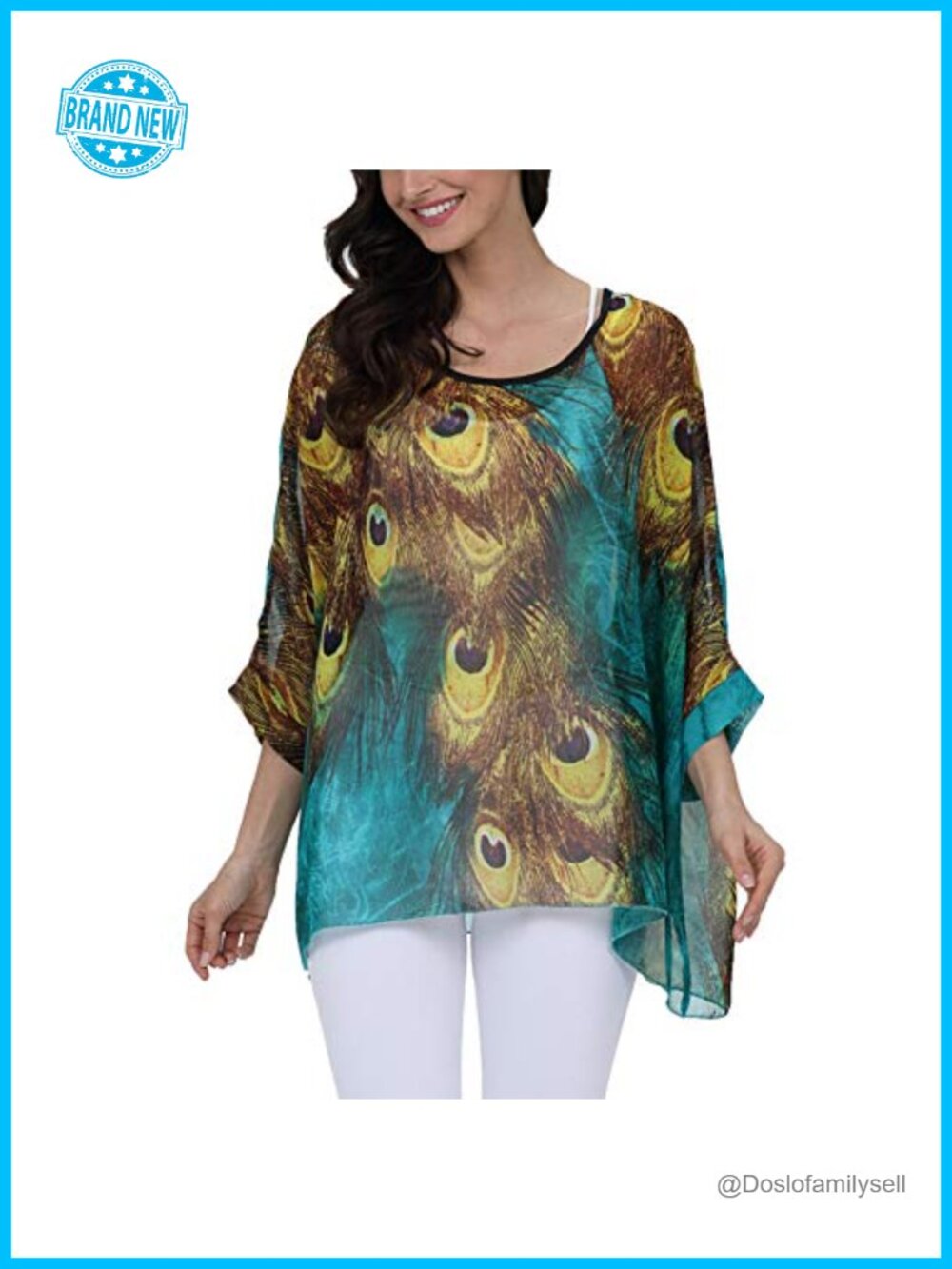 Semi Sheer Chiffon Batwing Cover Up High Low Tunic Top Beach